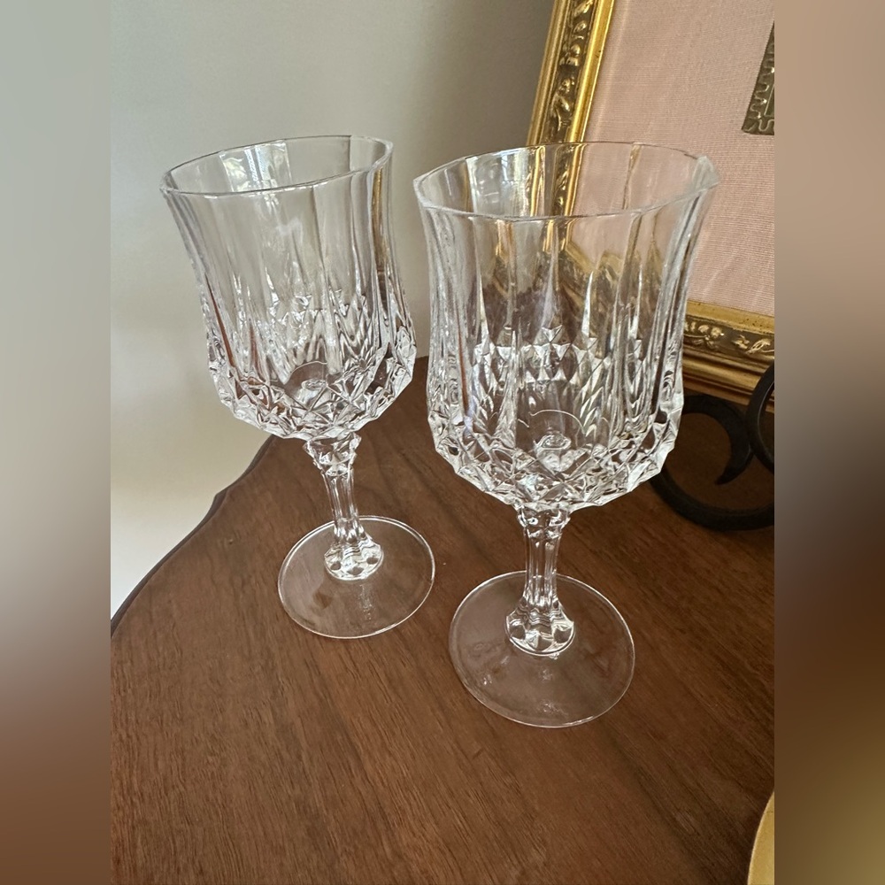 Longchamp Durand water goblets,VTG  1980s stemware set of 2  excellent condition